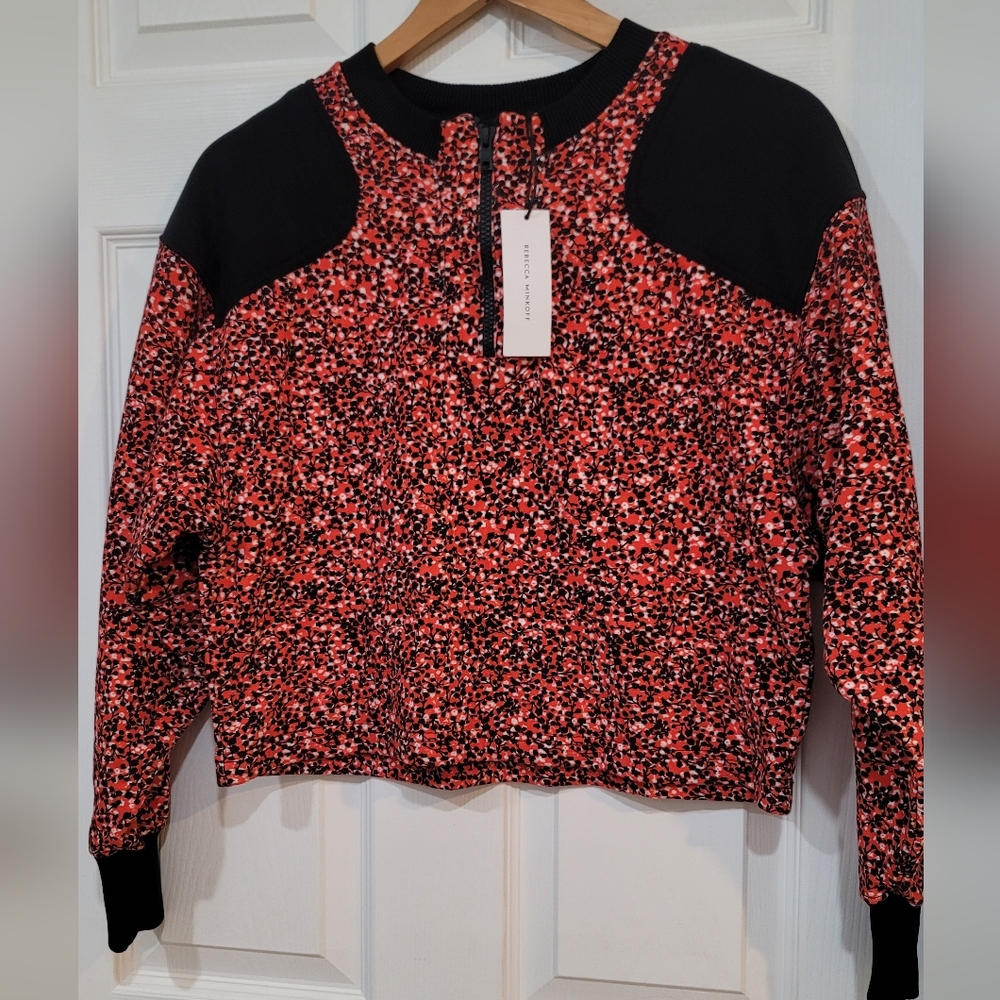 Rebecca Minkoff Sara Floral Print French Cottonterry Cropped Sweatshirt